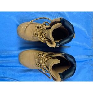 Kids Tan Work Boots Lace Up Padded Collar Rubber Sole Size 32 EUR